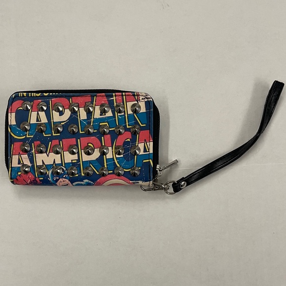 Marvel Captain America Studded Zip Around Wristlet Wallet - Picture 1 of 4
